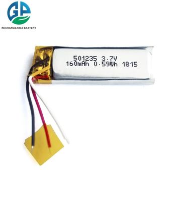 Oplaadbare 501235 160mAh 3.7V Lipo batterijpakket KC IEC62133 Lithiumpolymerbatterijen voor speelgoed