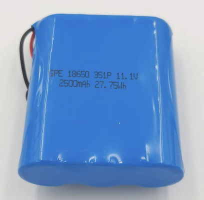 kopen 18650 Lithiumbattery Pack 11.1V 2500mAh met 500 cycli voor detectoren en medische apparatuur online vervaardiging