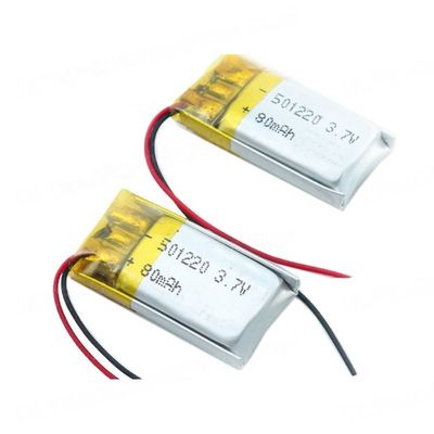 buy Oplaadbare kleine batterij van 5*12*20mm 3.7V 80mAh Lithium Polymer voor BT-headset en draagbare apparaten online vervaardiging