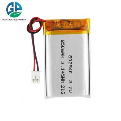 kopen Hoge capaciteit 3.7V 850mAh Lithium Polymer Battery Oplaadbare LiPo 802540 Battery Pack online manufacture