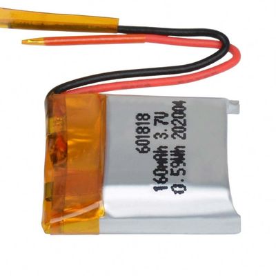 601818 de Navulbare Batterij van het Lithiumpolymeer, 3.7V Li Polymer Cell 160mAh
