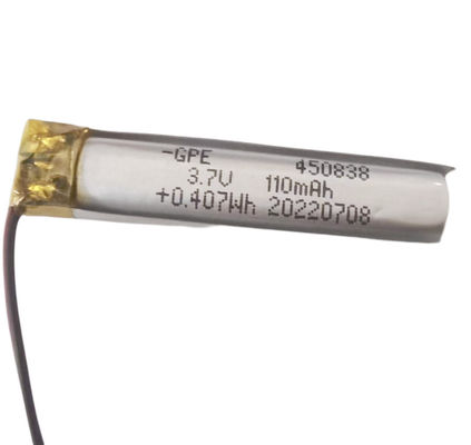 Kleine het Polymeerbatterij van het Grootte3.7v Lithium, 450838 de Batterij van 110mAh Li Polymer 3.7V