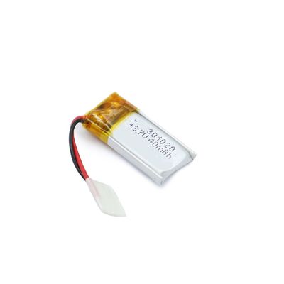 3.7V 40mAh 301020 Goedgekeurd de Batterijpak kc IEC62133 van het Lithiumpolymeer
