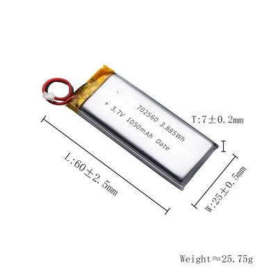 De navulbare Capaciteit Li Poly Battery Pack 702560 van 5C 3.7V 1200mAh