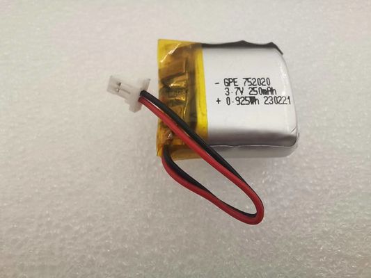 Schoonheidsapparaat Li Polymer Battery, het Polymeerbatterij van 3.7V 752020 250mAh Lipo
