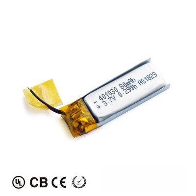 Speelgoed 401030 van het het Lithiumpolymeer van 80mah 3.7v de Batterij kc met Draadpcm Schakelaar