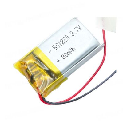 de Batterij van het het Polymeerlithium van 80mAh 501220 3.7V kc met Draadpcm Schakelaar