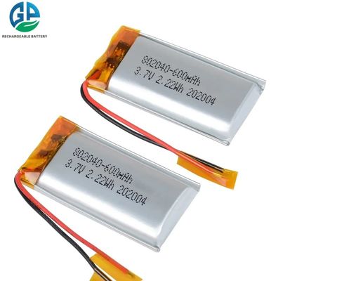 De Batterijpak van kc 3.7v 2.22wh 600mah Lipo, 802040 Li Poly Rechargeable Battery Pack