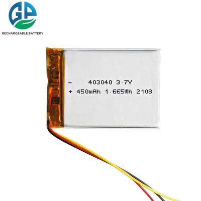 De navulbare Batterij Lipo 3.7V 403040 450mah 1.665wh van Li Polymer kc