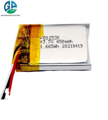 Het polymeerbatterij 3.7V 450mAh 1.665Wh 602530 van Li van kc navulbare
