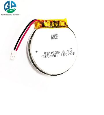 553535 de Hoge Capaciteit van 580mah 3.7v Li Ion Polymer Battery Circle Shape