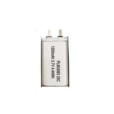 3.7V 1200mAh 25C ontladingssnelheid IEC62133 UL Goedgekeurde Lithium Polymer LiPo oplaadbare batterij
