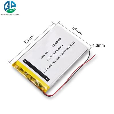 Hoogontladende lithium-polymerbatterij 426090 3.7v 3000mah Vlak oplaadbare Lipo-batterij
