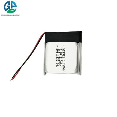 UN38.3 Gecertificeerd 210mAh 500 Cycle Life Lithium Polymer Battery Pack Li-Ion Polymer Battery