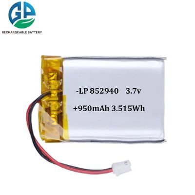 852940 Lithiumpolymerbatterijpakket 950mah 3.7v