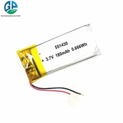 Hoge capaciteit oplaadbare Li-polymerbatterij 3.7 V 551430 180mah