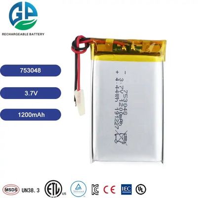 KC goedgekeurd 753048 1200mAh 3.7v oplaadbare Lipo batterij voor monitor slimme speelgoed