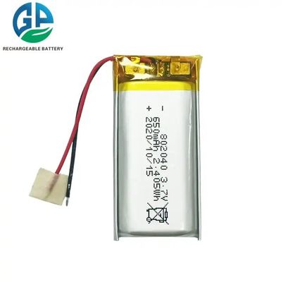 KC IEC62133 Goedkeuring 3,7 volt oplaadbare batterij 802040 3,7v 650mah met Pcb Li-polymer batterij