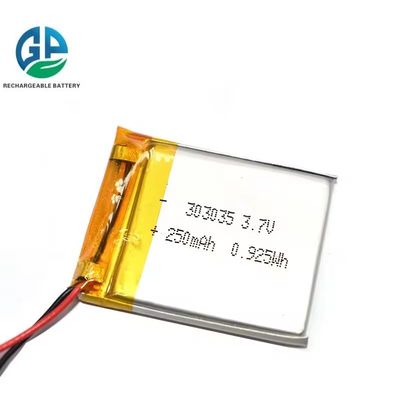Lipo 3,7 V 250mah 303035 Lithium Polymer Battery Pack UL1642 IEC62133 KC CB IEC62133 goedgekeurd