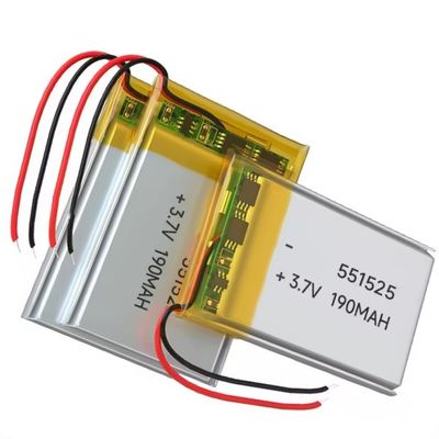 551525 3.7V 190mAh Lithium Polymer Battery KC UN38.3 Gecertificeerde oplaadbare Lipo-batterij