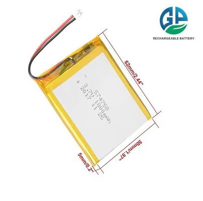 KC IEC62133 Goedkeuring Oplaadbare 3.7v 574758 1800mah 3.7v Lithium Polymer Lipo Battery
