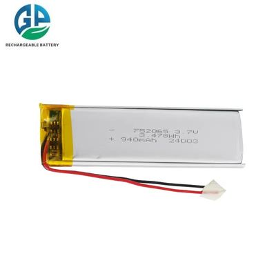 KC CB IEC62133 LiPo oplaadbare accu 752065 940mAH Lithium Polymer Cell Lipo accu 3.7v 10ah Tracker accu