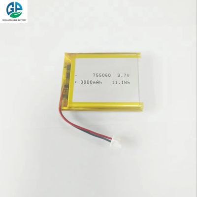 Hoge ontladingssnelheid batterij 3.7V 3000mah 30C Max60C oplaadbare Lipo batterij 755060 3.7v 3000mah lithium-ion batterij voor digitale producten