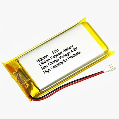 150mAh Platte lithium-polymerbatterij Maximale laadspanning 4.2V Hoge capaciteit voor producten
