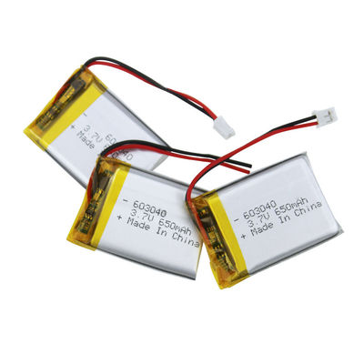 RoHS-gecertificeerde 3.7V 650mAh lithiumpolymerbatterij met 500 cycli voor medische hulpmiddelen