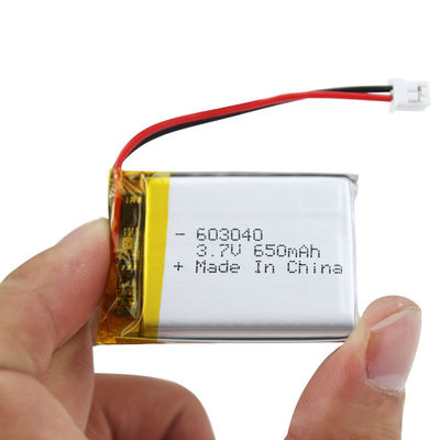 IEC62133 Gecertificeerd 3.7V 650mAh Lipo-accu 603040 Oplaadbare Lithium Polymer Accu Pack