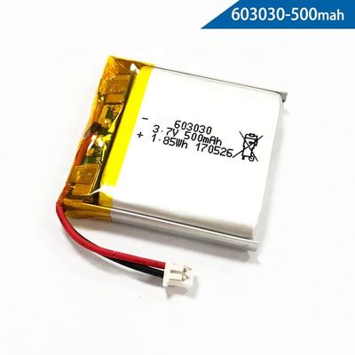 IEC62133 Gecertificeerd 3.7V 500mAh 603030 Lithium Polymer Battery Pack voor digitale producten
